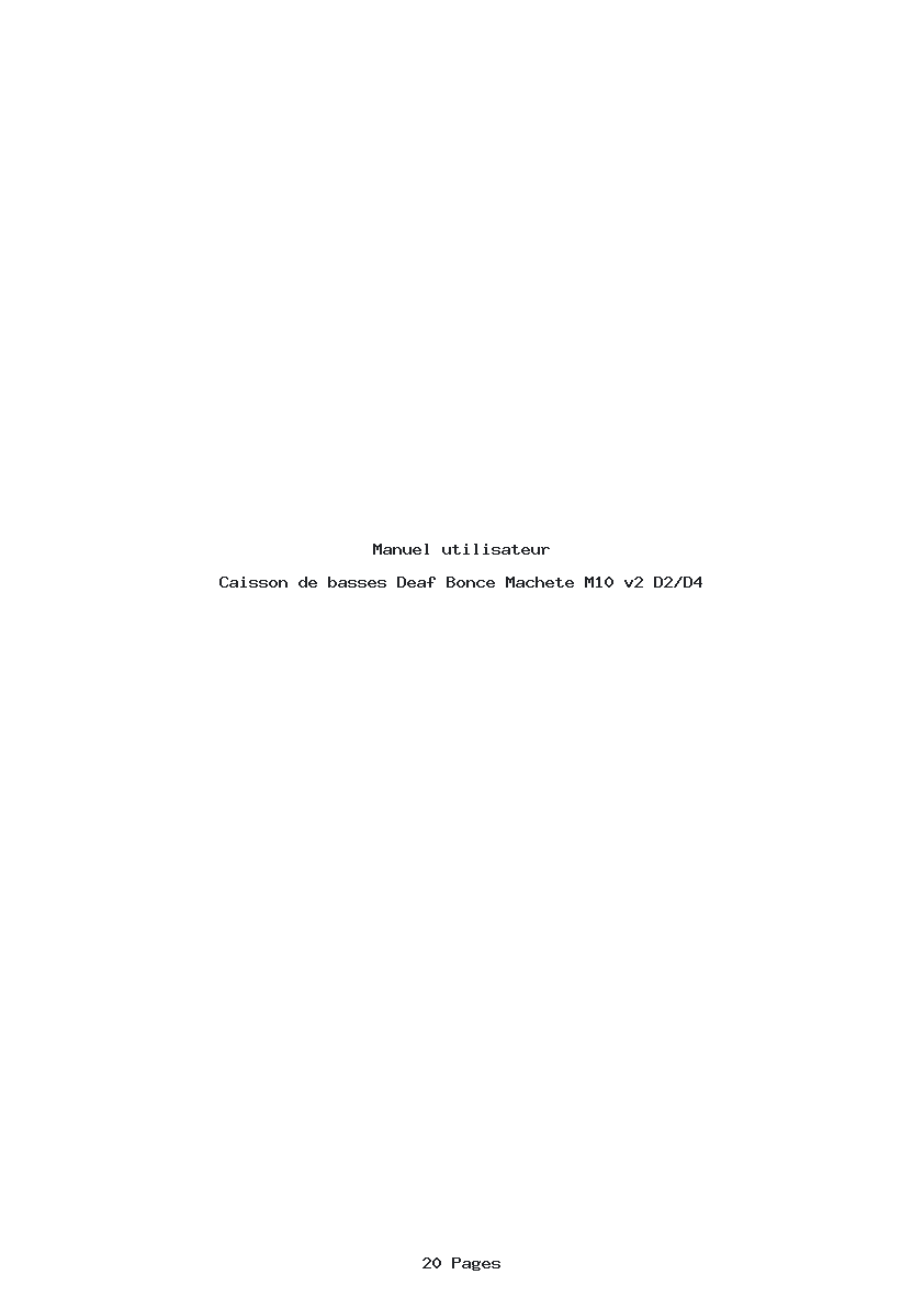 Page 1 de la notice Manuel utilisateur Deaf Bonce Machete M10 v2 D2/D4