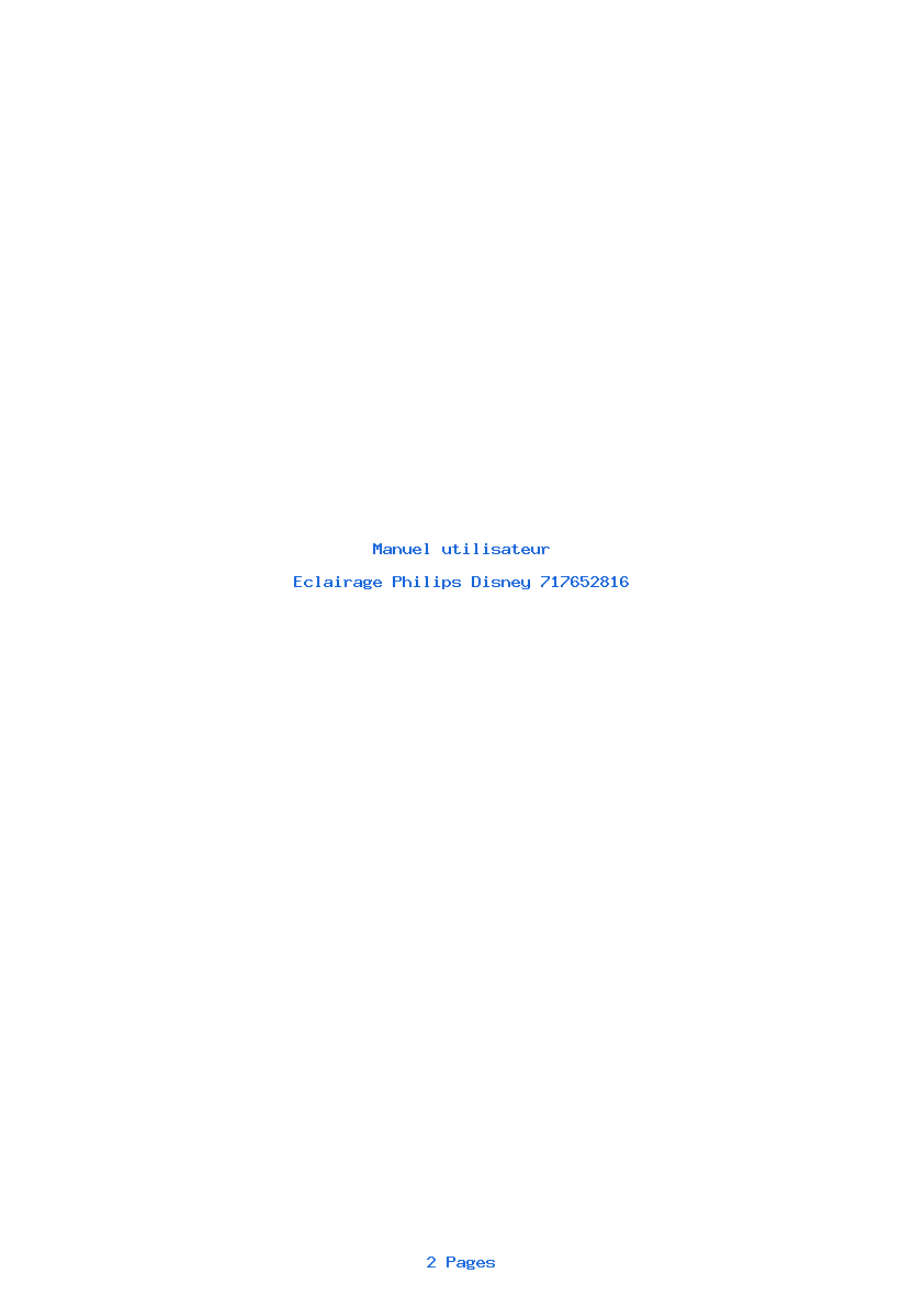 Page 1 de la notice Manuel utilisateur Philips Disney 717652816