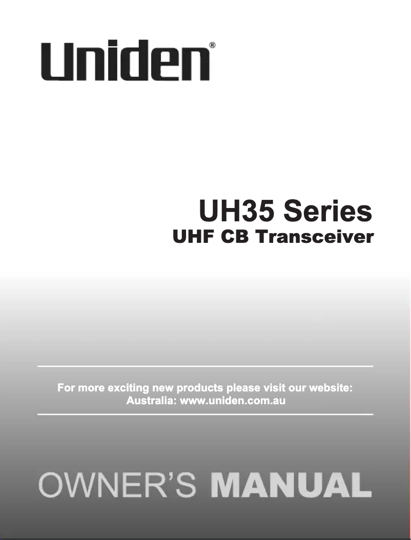 Page 1 of the manual User Manual Uniden UH35