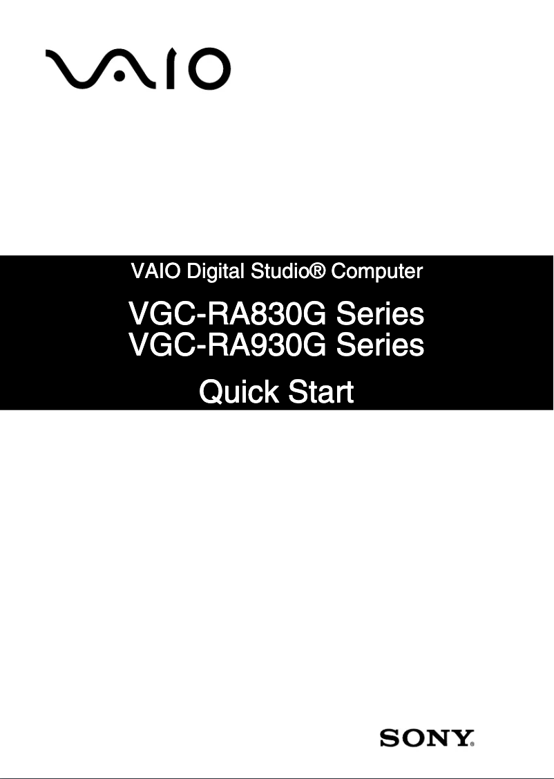 Page 1 de la notice Guide d'installation Sony Vaio VGC-RA834G