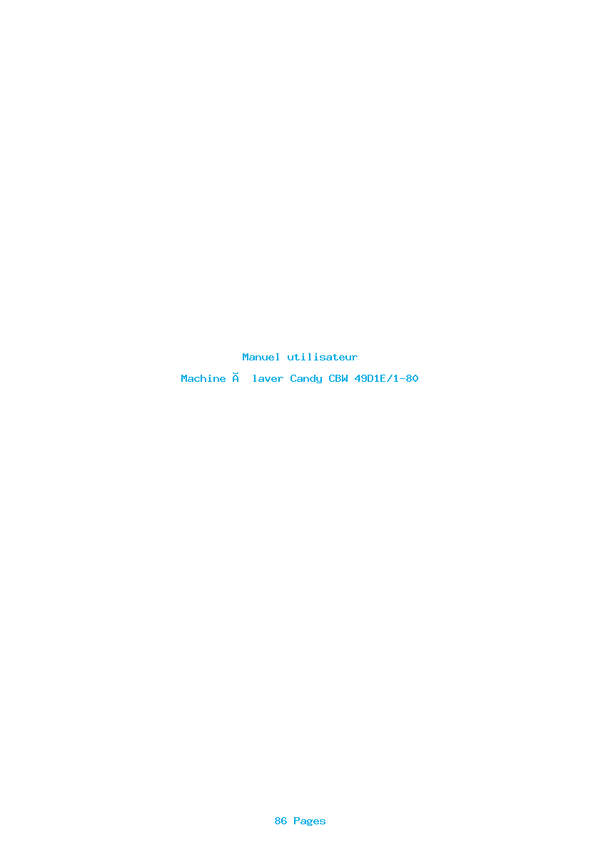 Page 1 de la notice Manuel utilisateur Candy CBW 49D1E/1-80