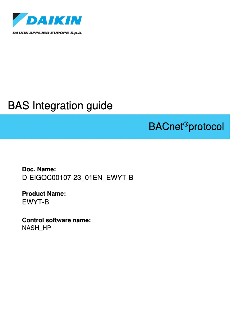 Page 1 de la notice Guide d'installation Daikin EWYT340B-SSA2-VFDFAN