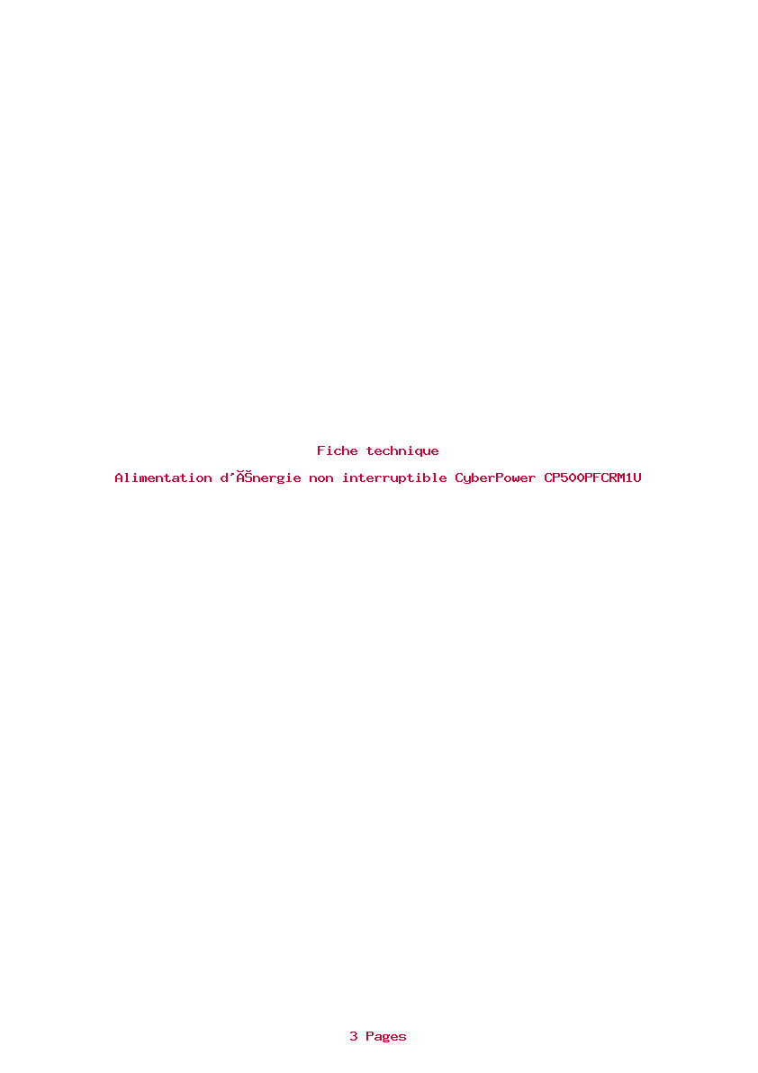 Page 1 de la notice Fiche technique CyberPower CP500PFCRM1U