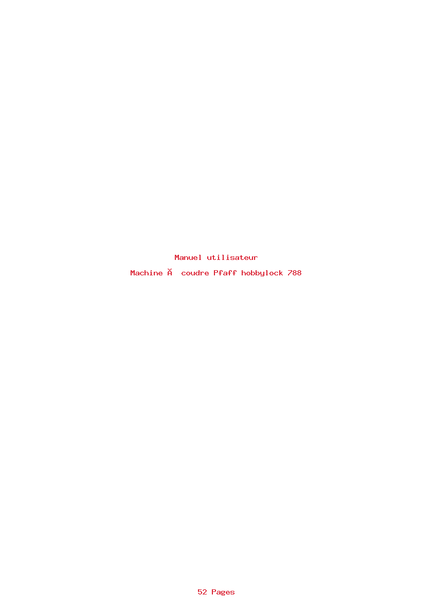 Page 1 de la notice Manuel utilisateur Pfaff hobbylock 788