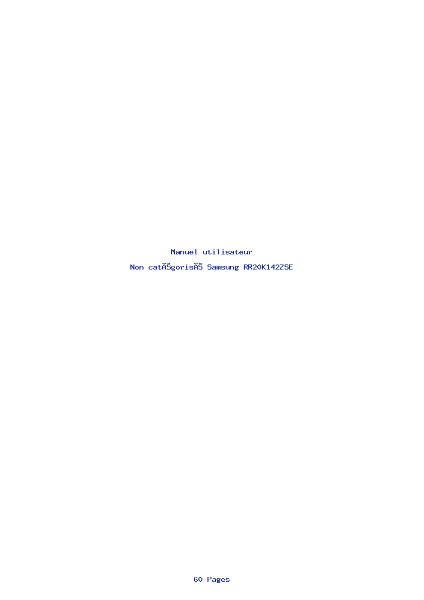 Page 1 de la notice Manuel utilisateur Samsung RR20K142ZSE