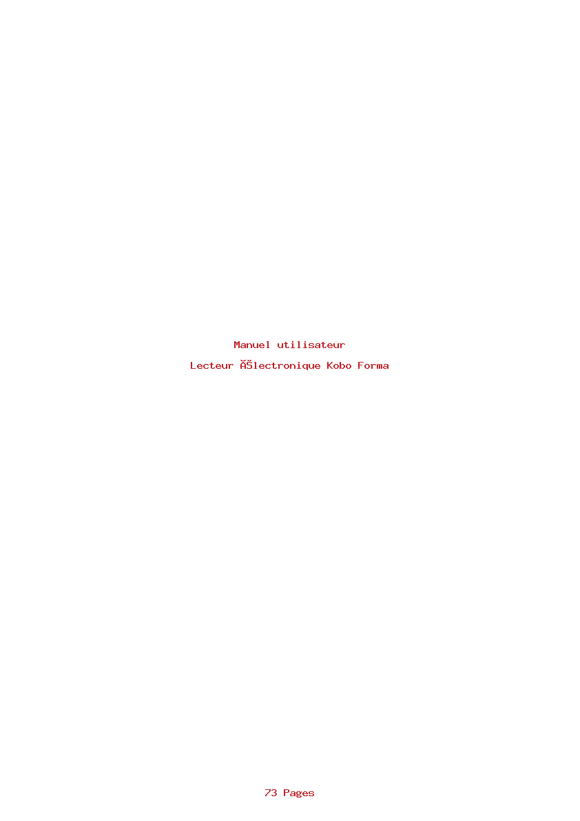 Page 1 de la notice Manuel utilisateur Kobo Forma