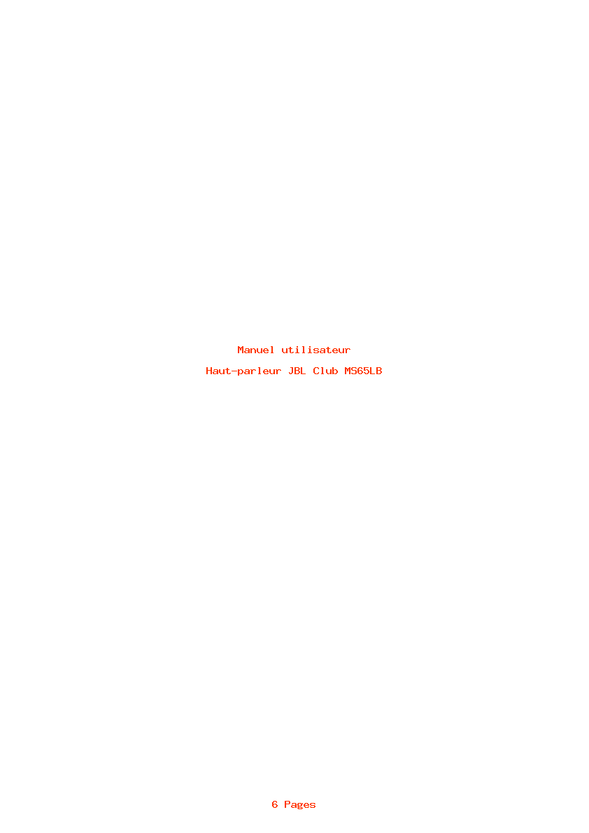 Page 1 de la notice Manuel utilisateur JBL Club MS65LB
