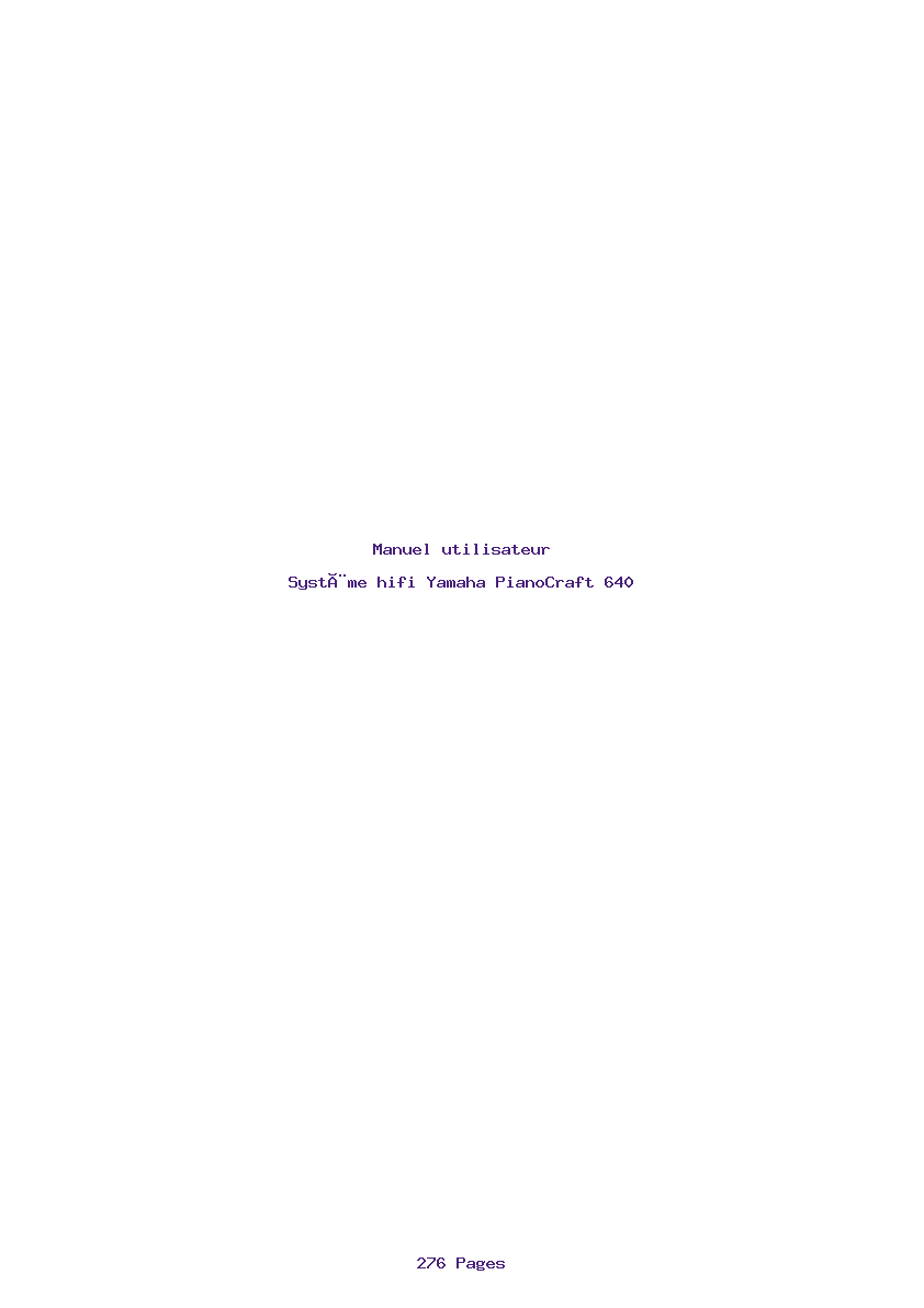 Page 1 de la notice Manuel utilisateur Yamaha PianoCraft 640