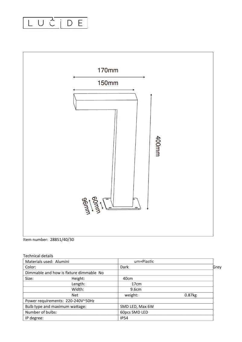 Page 1 de la notice Manuel utilisateur Lucide Texas