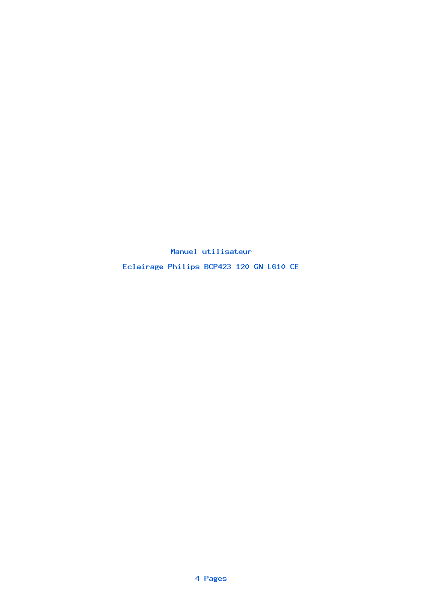 Page 1 de la notice Manuel utilisateur Philips BCP423 120 GN L610 CE