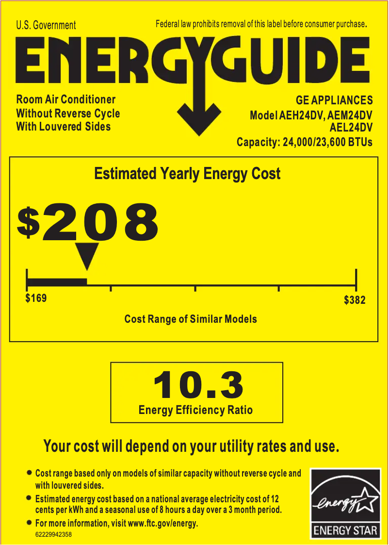 Page n°1 - Label énergétique GE AEM24DV