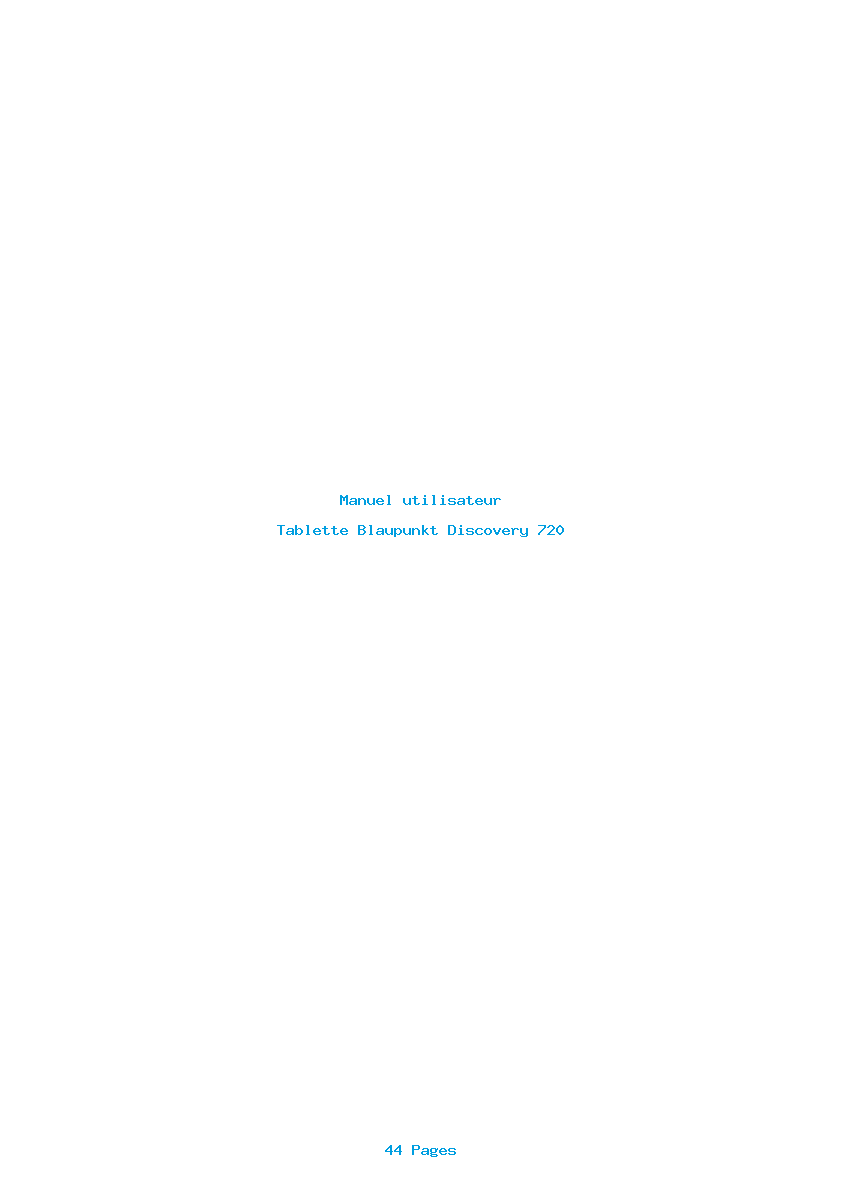 Page 1 de la notice Manuel utilisateur Blaupunkt Discovery 720