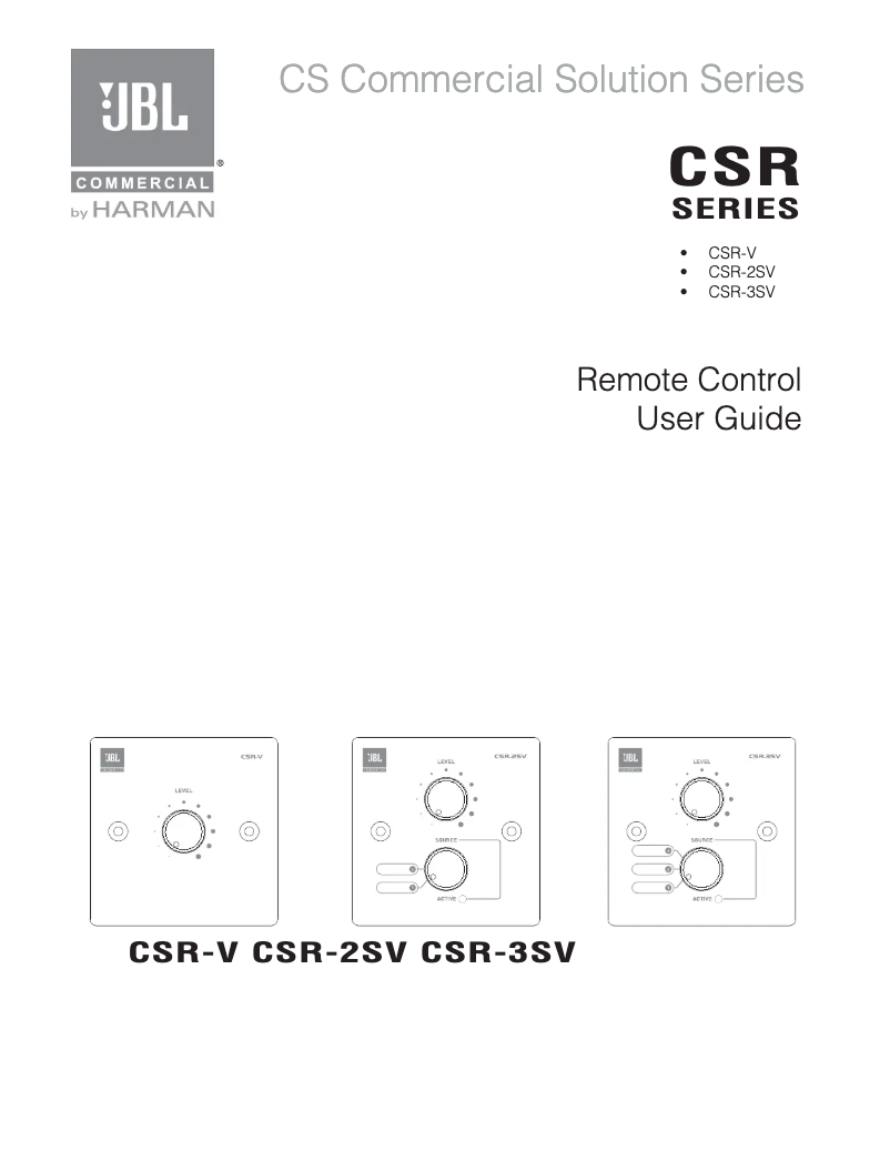 Page 1 de la notice Manuel utilisateur JBL CSR3SVWHT