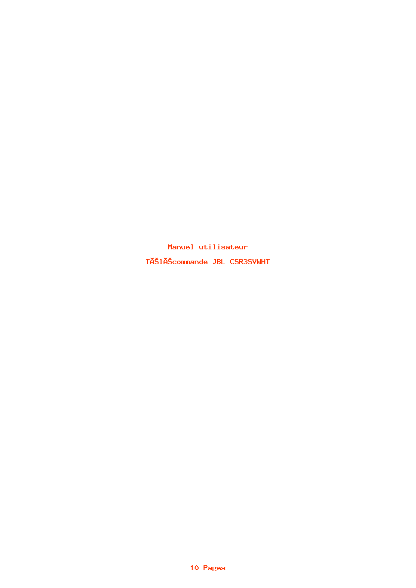 Page 1 de la notice Manuel utilisateur JBL CSR3SVWHT