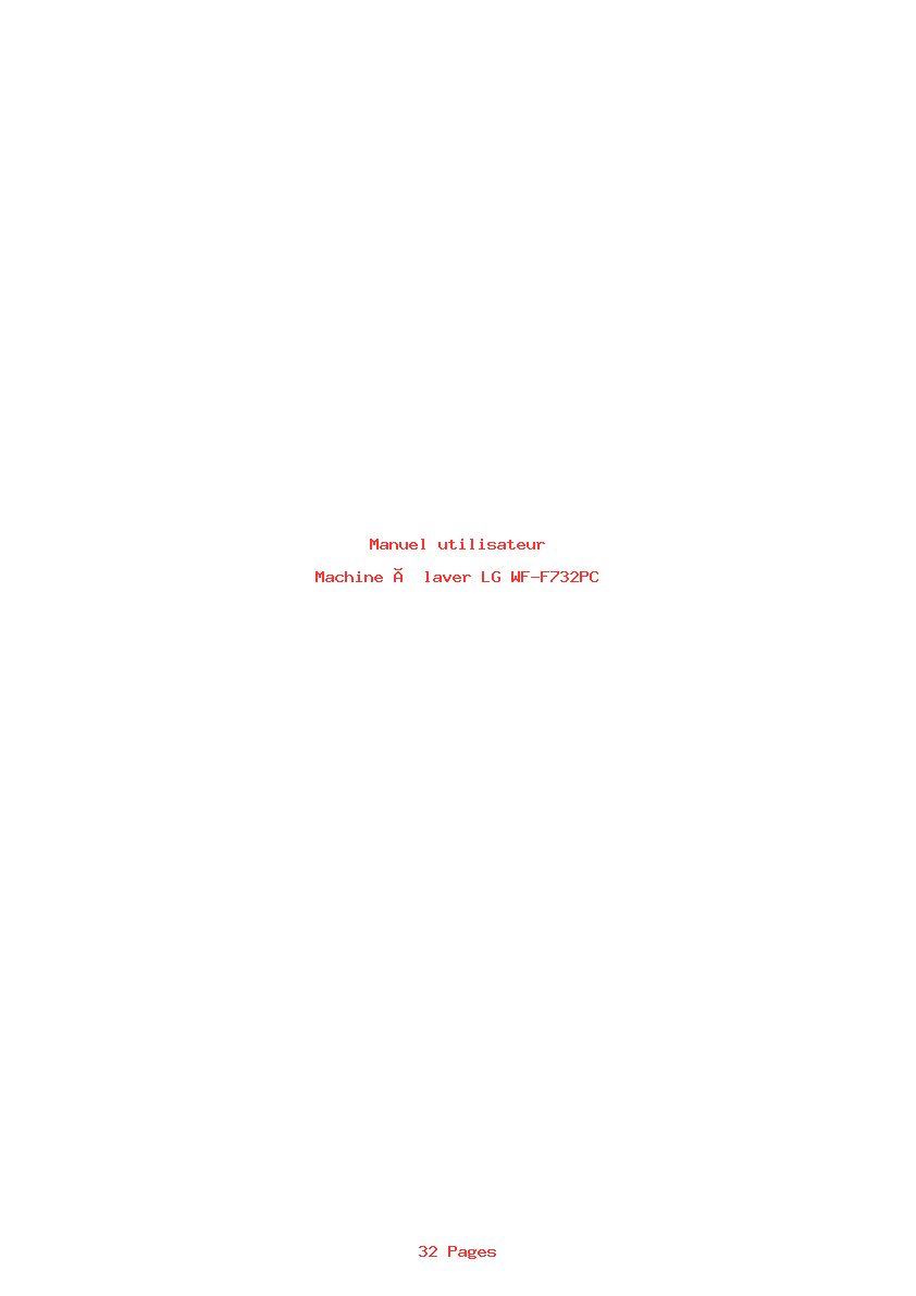 Page 1 de la notice Manuel utilisateur LG WF-F732PC