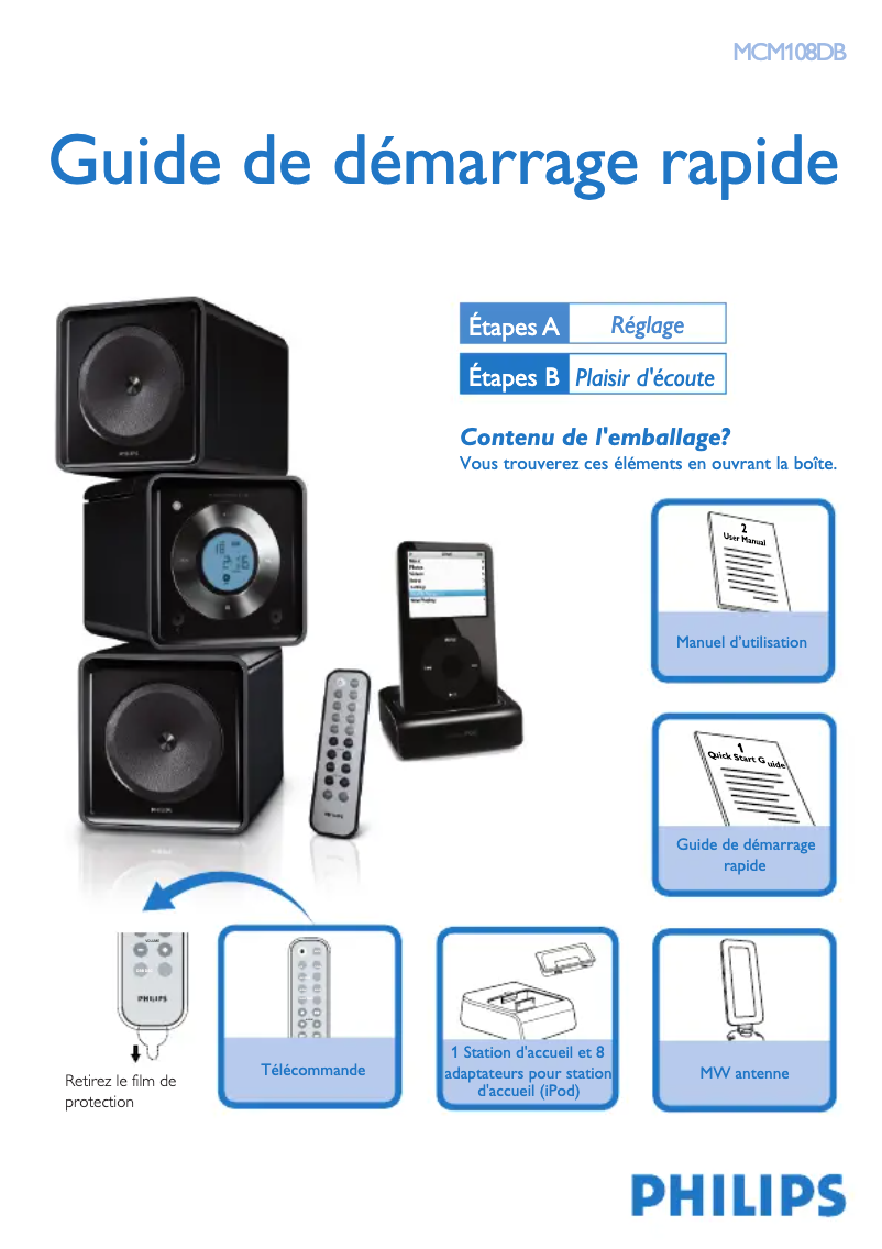 Página 1 del manual Guía de inicio rápido Philips MCM108DB