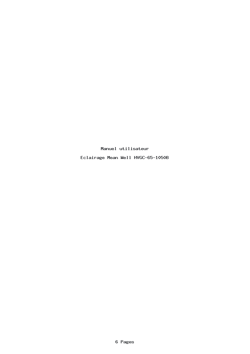 Page 1 de la notice Manuel utilisateur Mean Well HVGC-65-1050B
