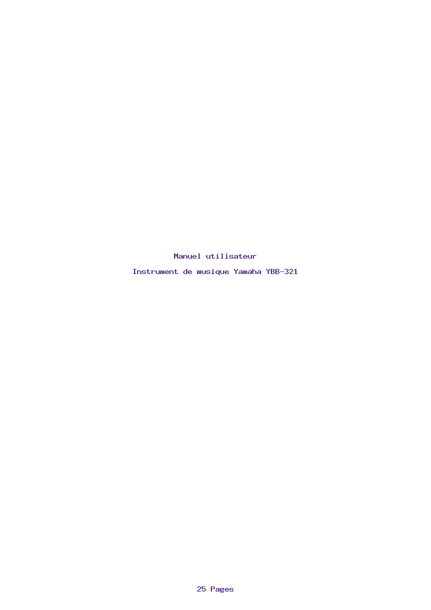 Page 1 de la notice Manuel utilisateur Yamaha YBB-321