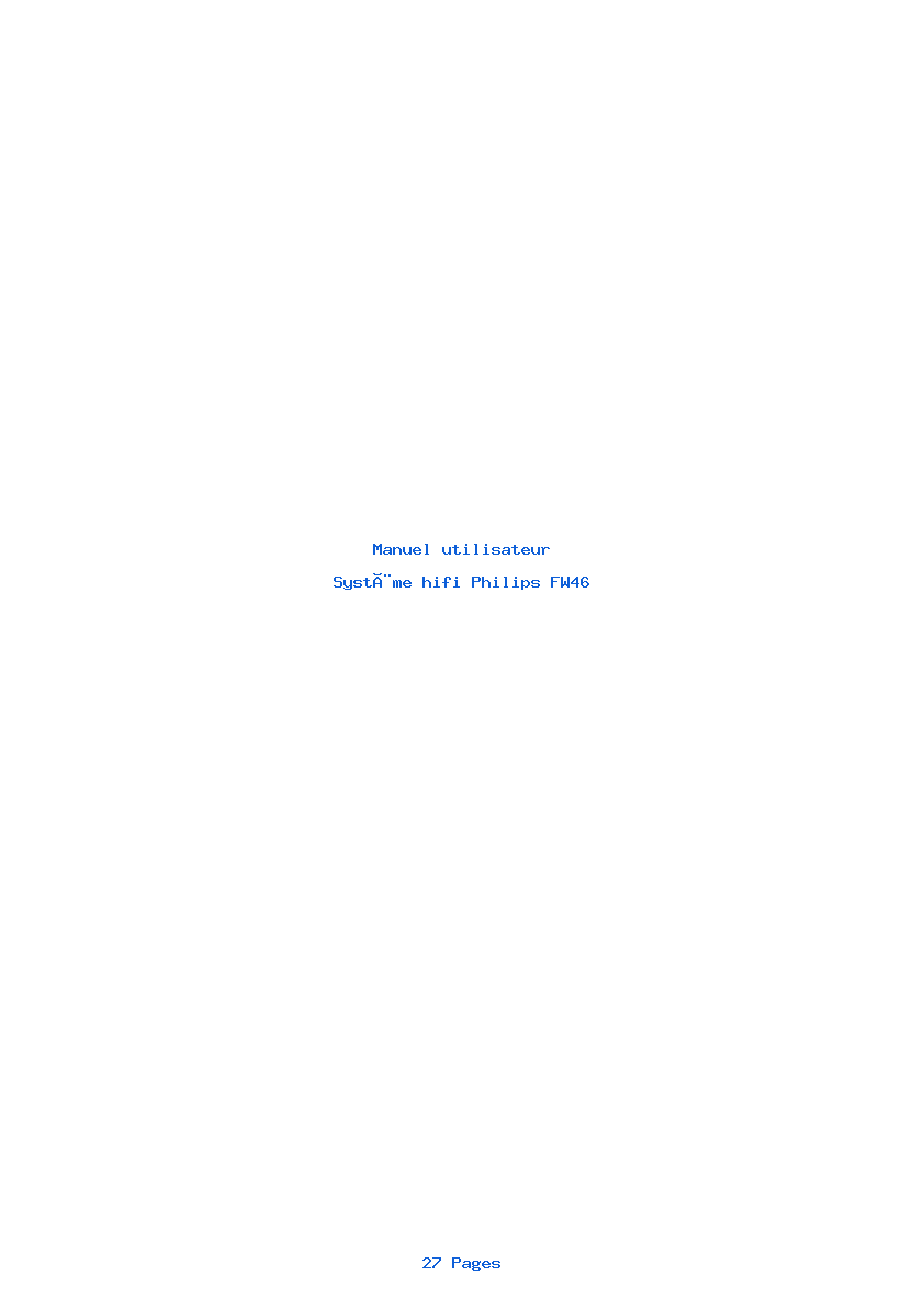 Page 1 de la notice Manuel utilisateur Philips FW46