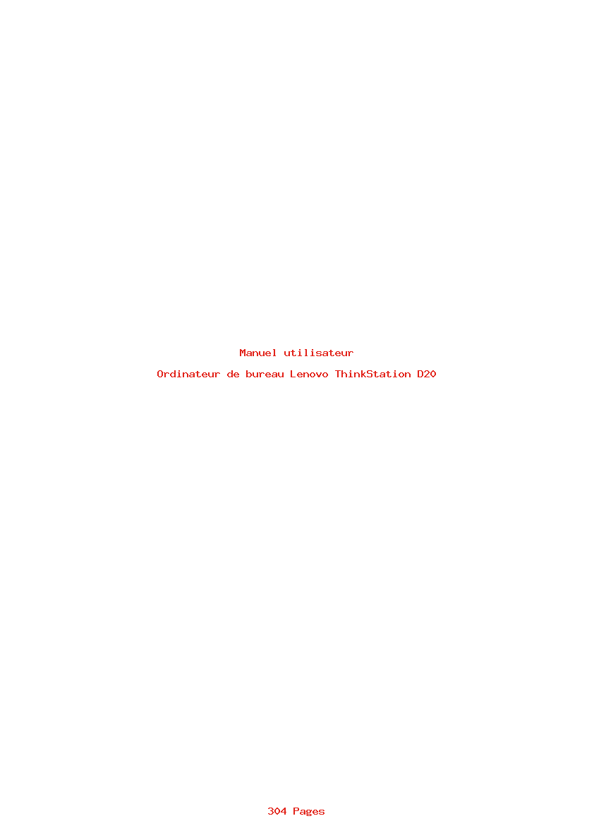 Page 1 de la notice Manuel utilisateur Lenovo ThinkStation D20