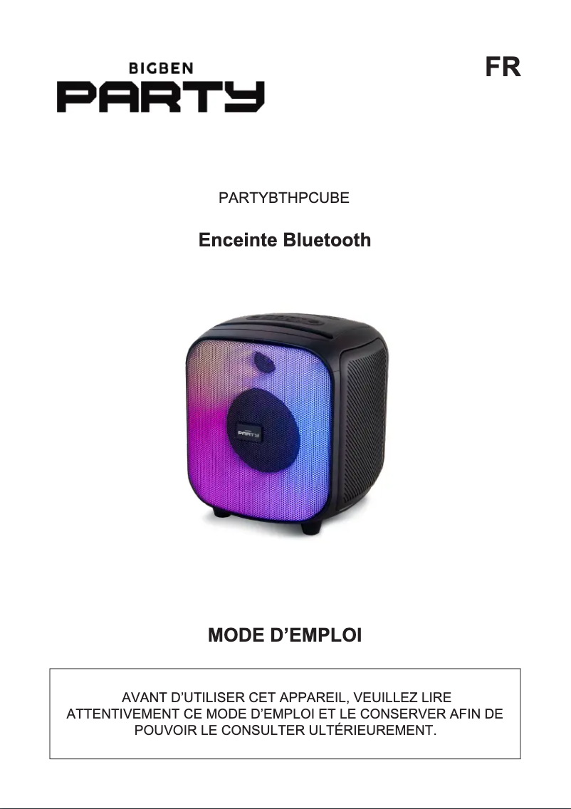 Page 1 of the manual User Manual Bigben PARTYBTHPCUBE