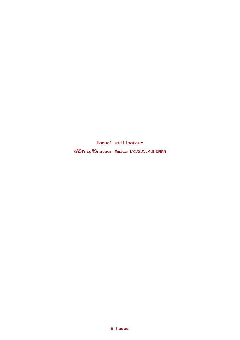 Page 1 de la notice Manuel utilisateur Amica BK3235.4DFOMAA