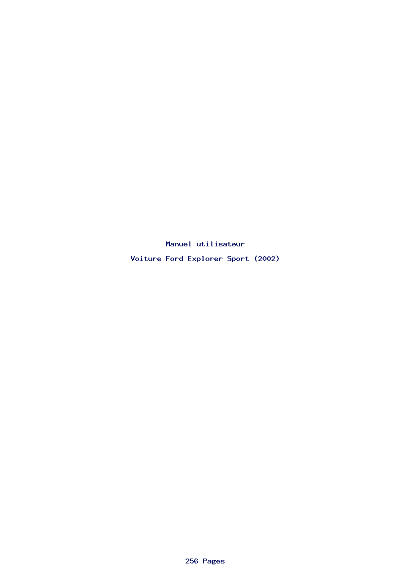 Page 1 de la notice Manuel utilisateur Ford Explorer Sport (2002)