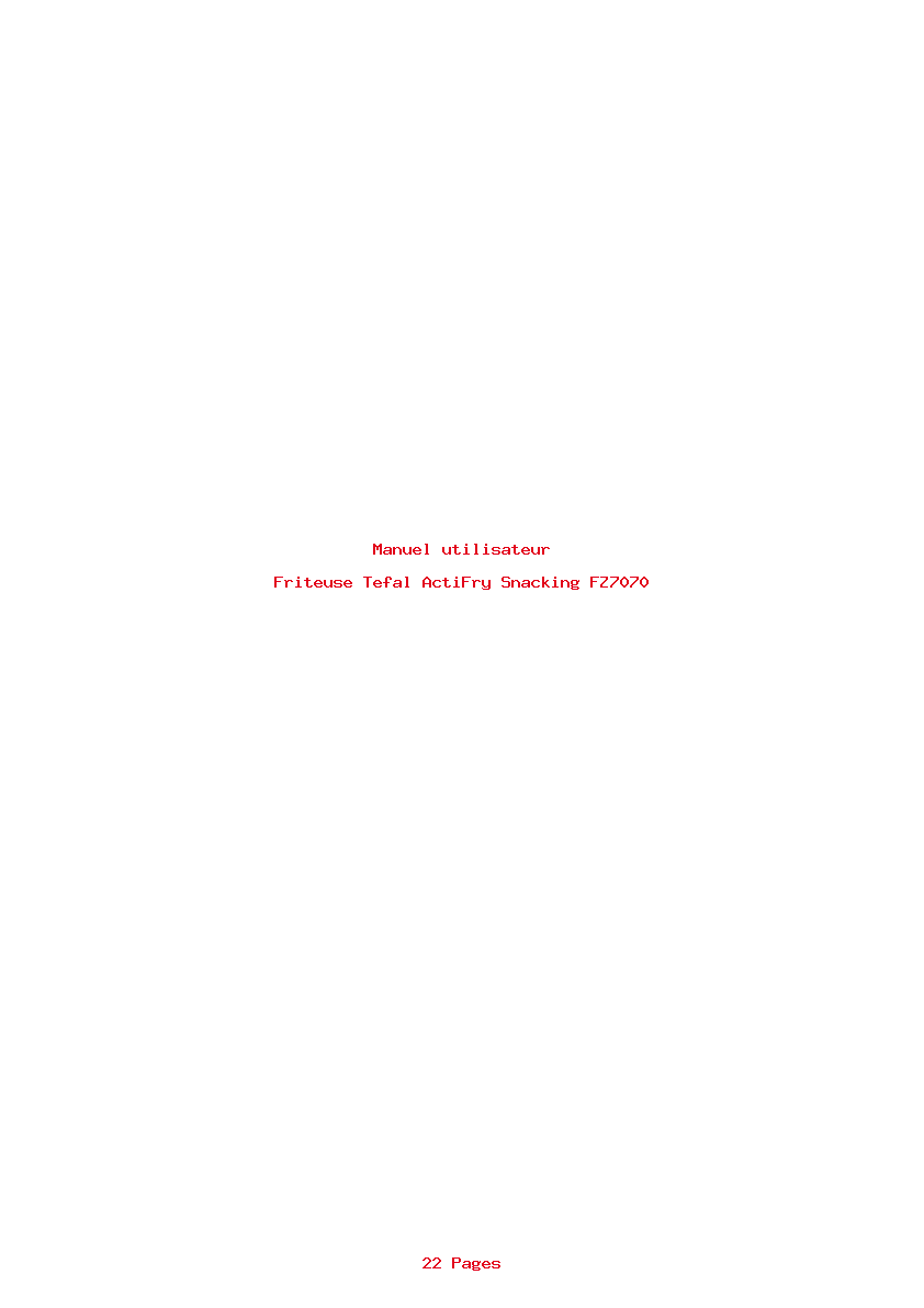 Page 1 de la notice Manuel utilisateur Tefal ActiFry Snacking FZ7070