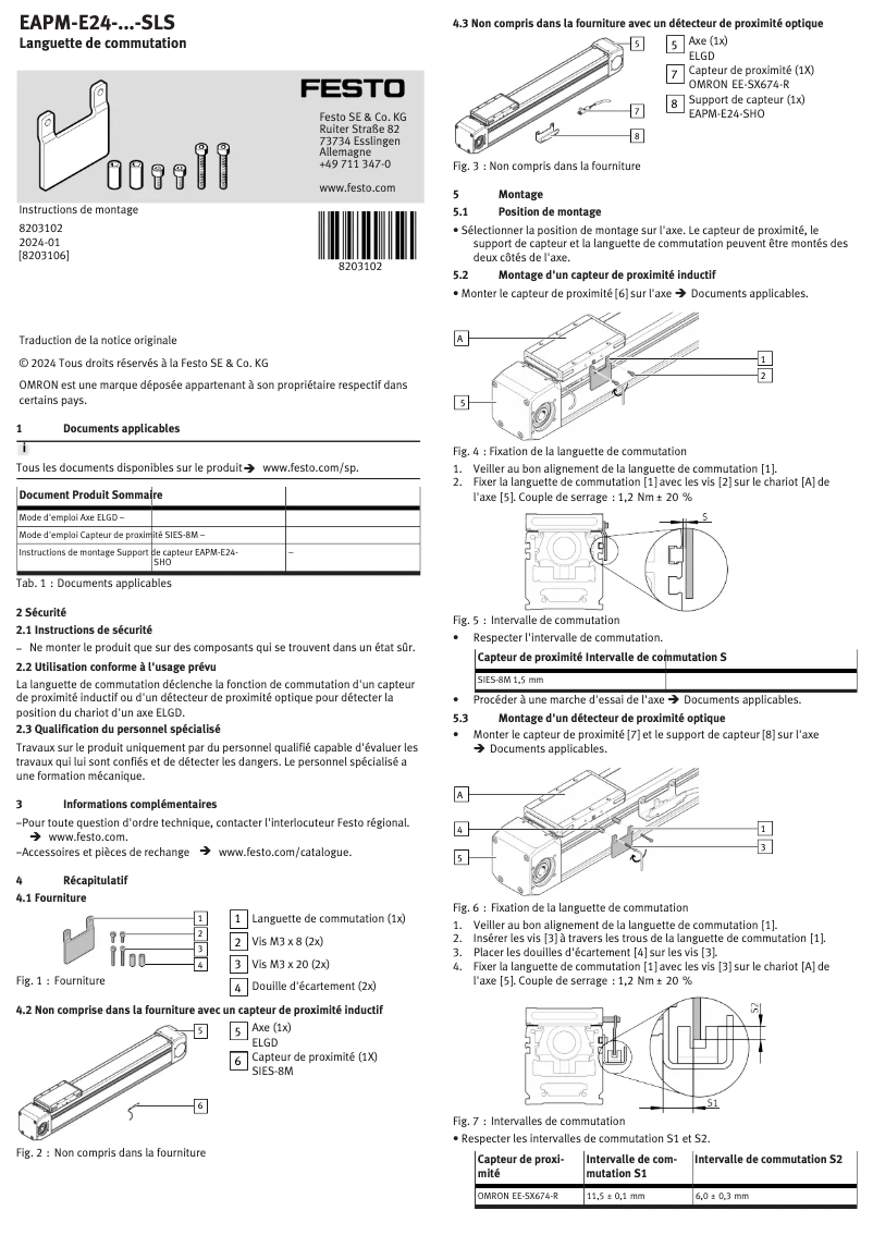 Page 1 de la notice Manuel utilisateur Festo EAPM-E24-60-SLS
