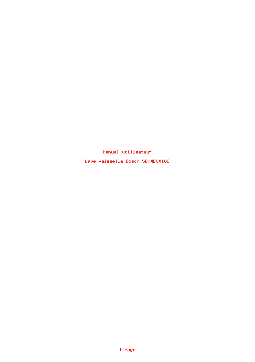 Page 1 de la notice Manuel utilisateur Bosch SBH4ECX10E