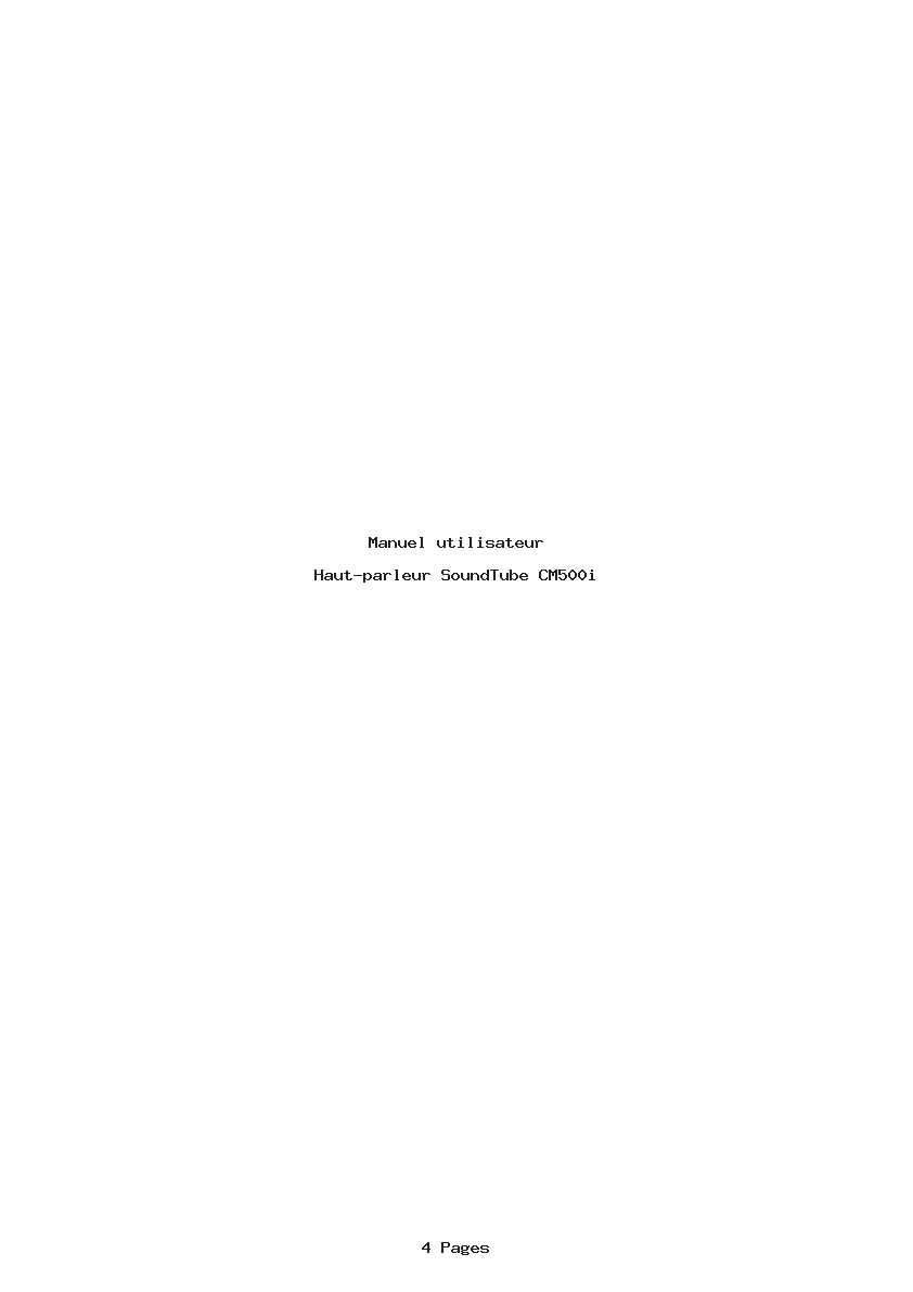 Page 1 de la notice Manuel utilisateur SoundTube CM500i