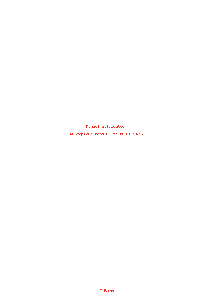 Page 1 de la notice Manuel utilisateur Boss Elite BE9ACP.WXC