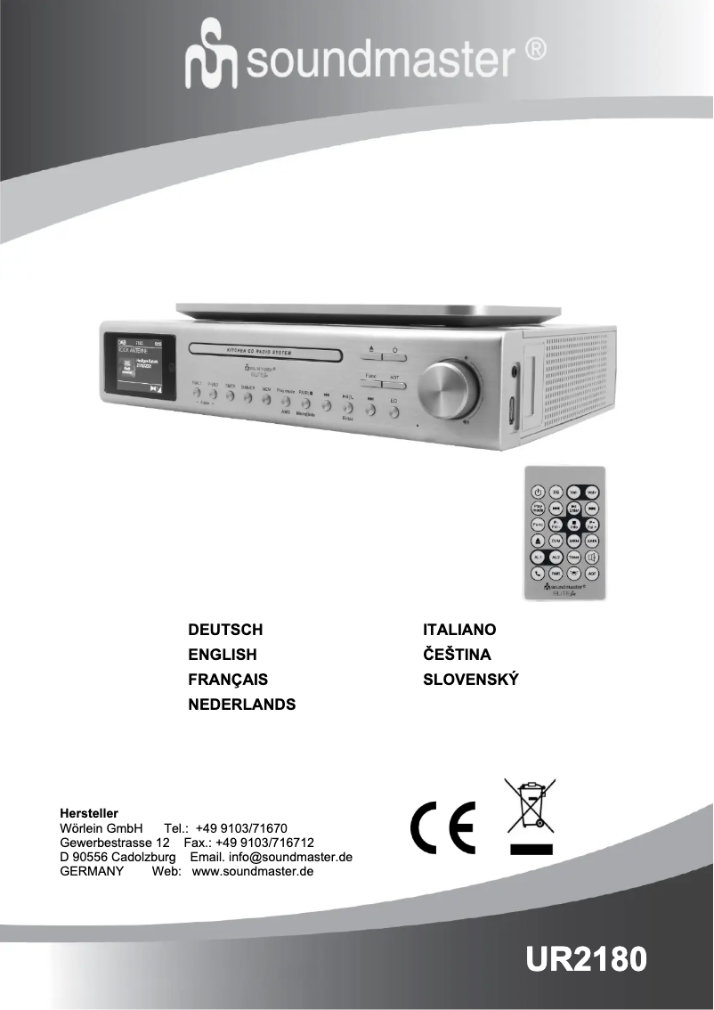 Page 1 de la notice Manuel utilisateur Soundmaster UR2180