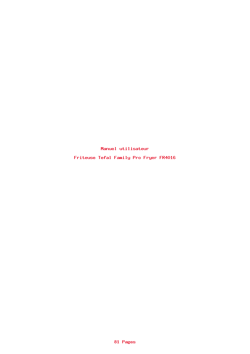 Page 1 de la notice Manuel utilisateur Tefal Family Pro Fryer FR4016