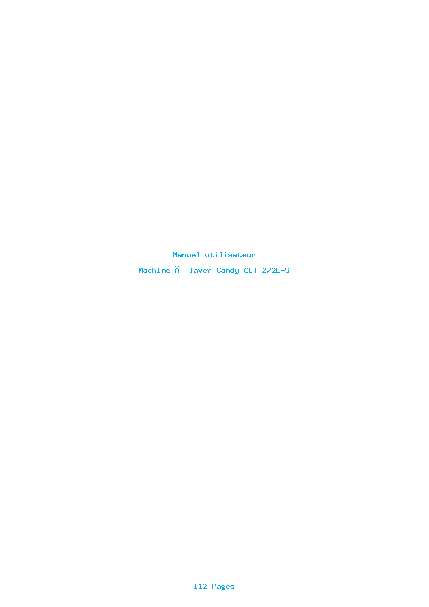 Page 1 de la notice Manuel utilisateur Candy CLT 272L-S