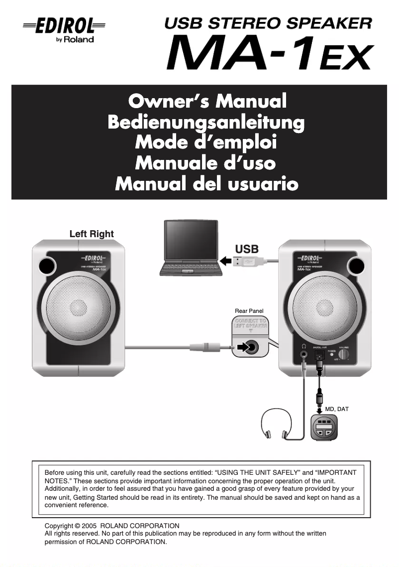 Page 1 de la notice Manuel utilisateur Roland MA-1EX