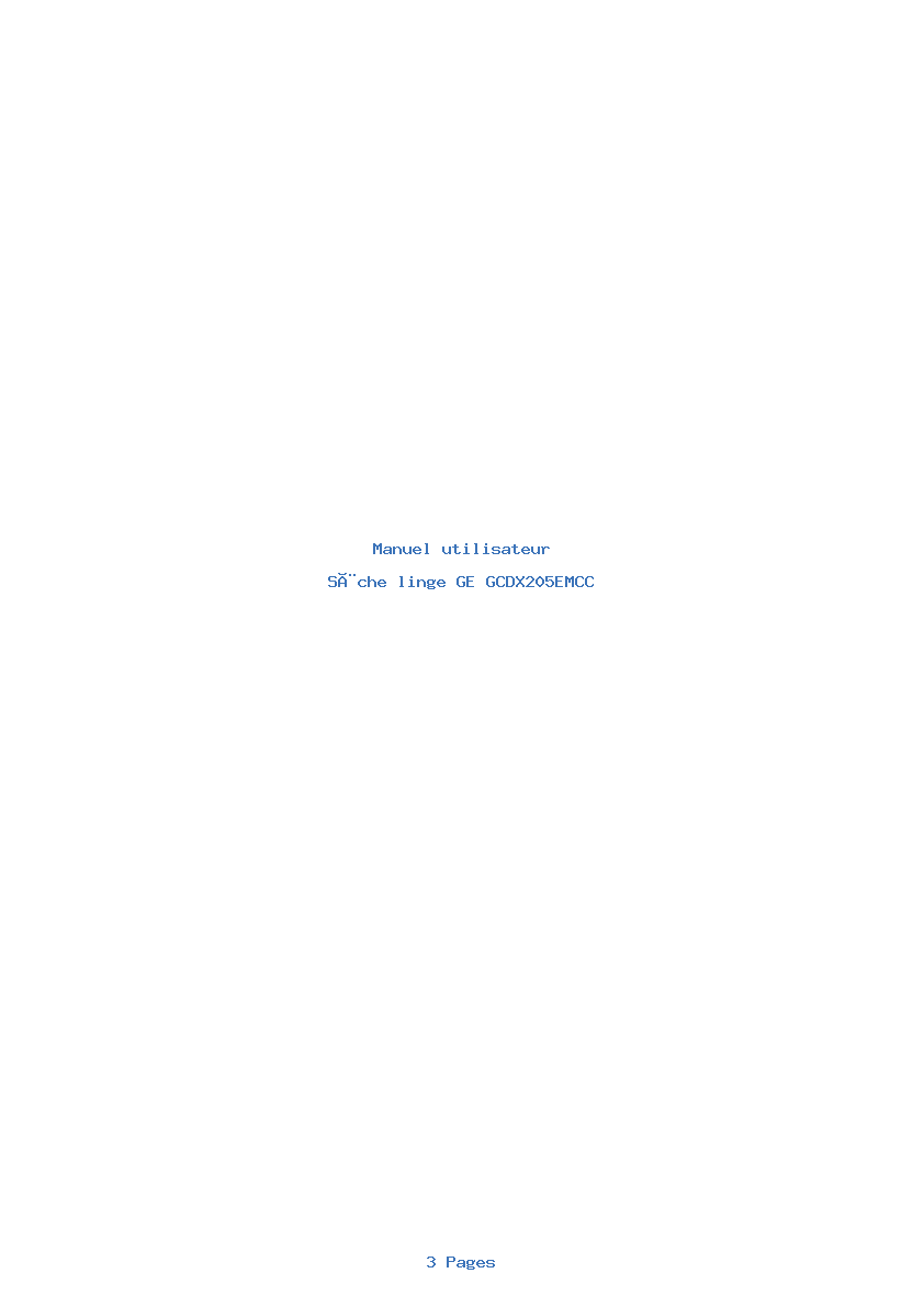 Page 1 de la notice Manuel utilisateur GE GCDX205EMCC