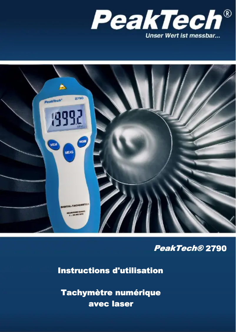 Page 1 de la notice Manuel utilisateur PeakTech 2790
