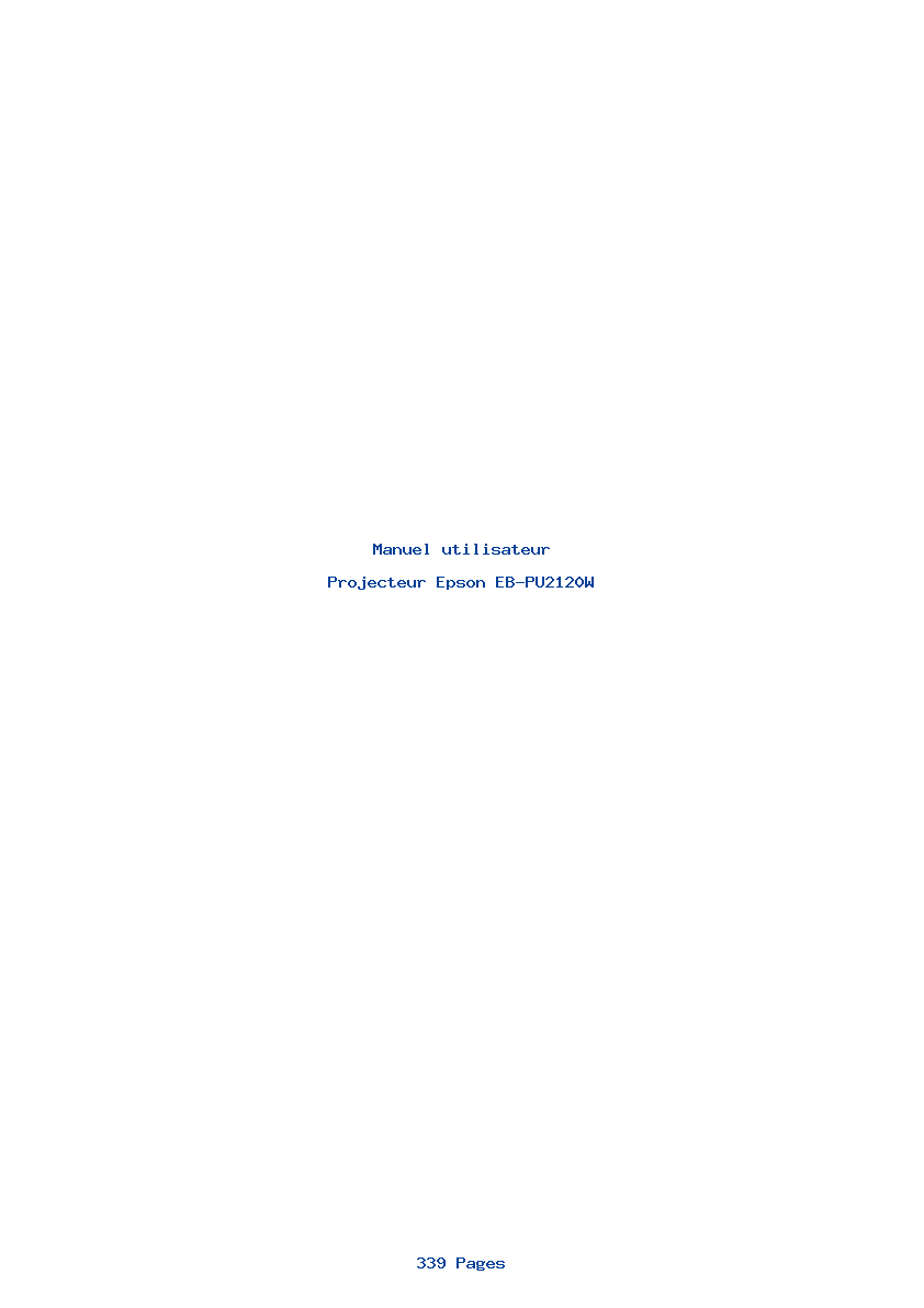 Page 1 de la notice Manuel utilisateur Epson EB-PU2120W