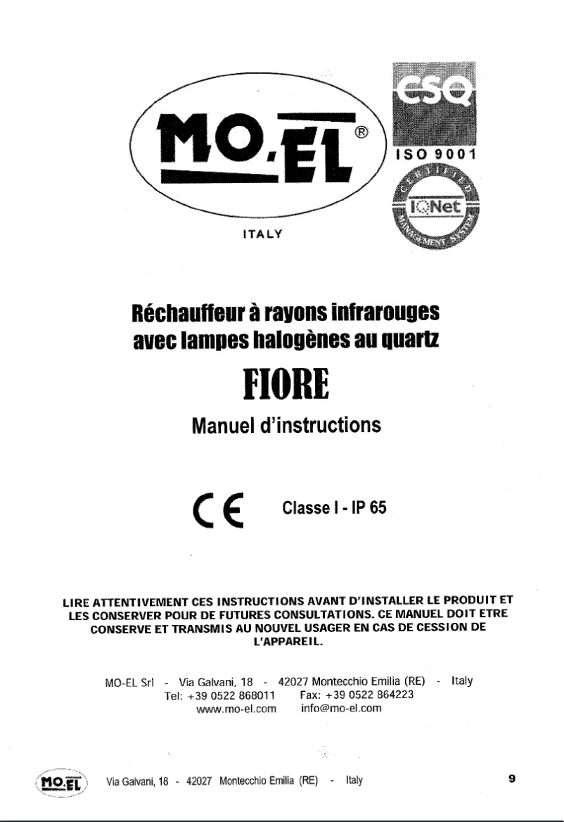 Page 1 de la notice Manuel utilisateur MO-EL Fiore 76799N