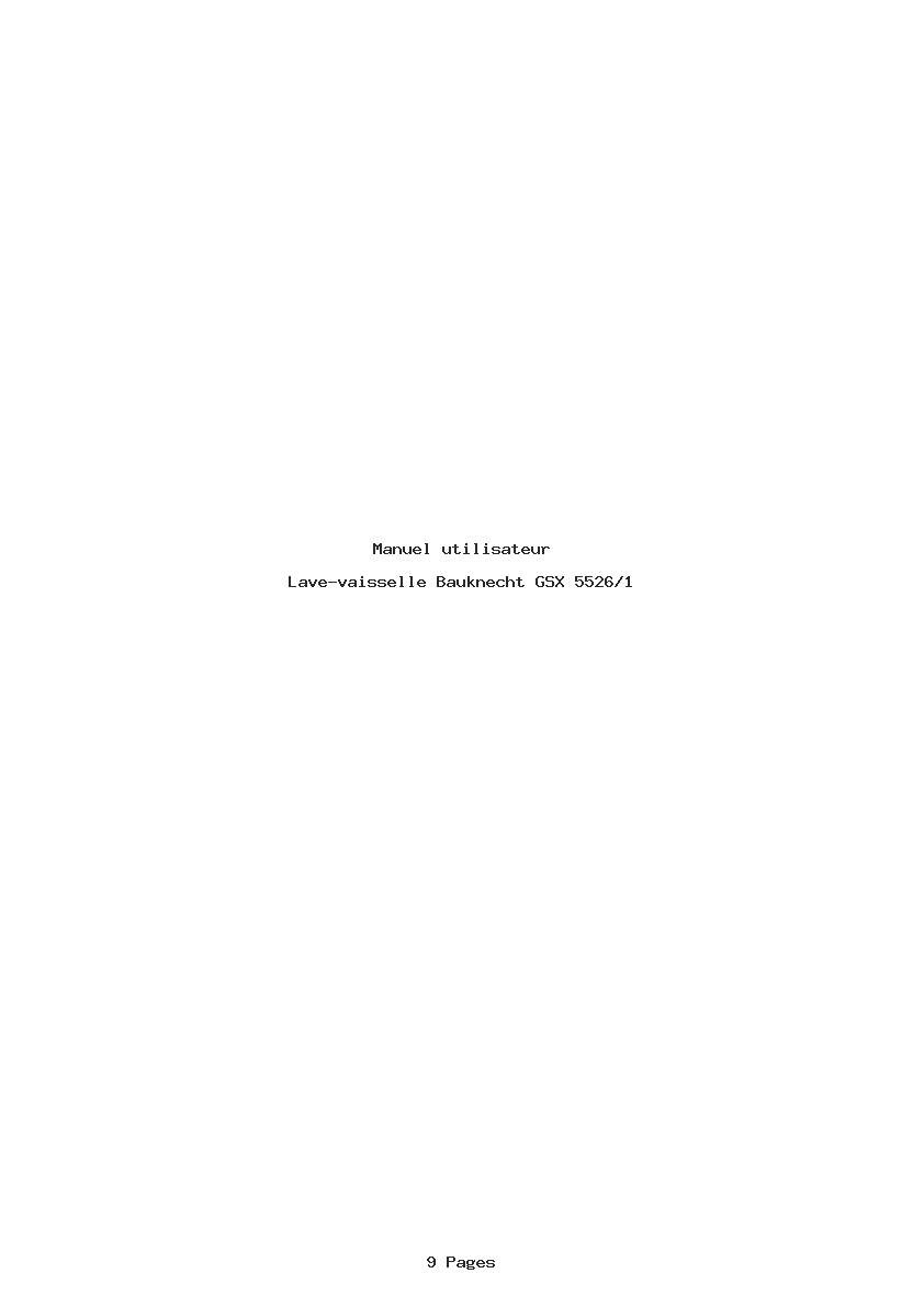 Page 1 de la notice Manuel utilisateur Bauknecht GSX 5526/1