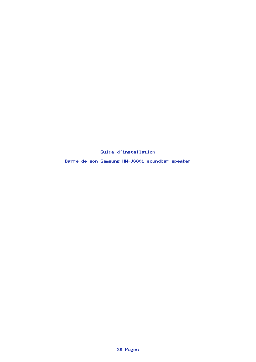Page 1 de la notice Guide d'installation Samsung HW-J6001 soundbar speaker