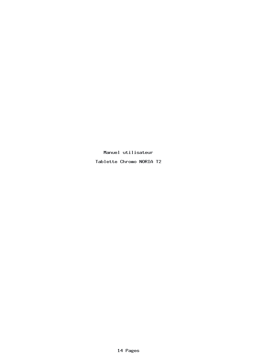 Page 1 de la notice Manuel utilisateur Chromo NORIA T2