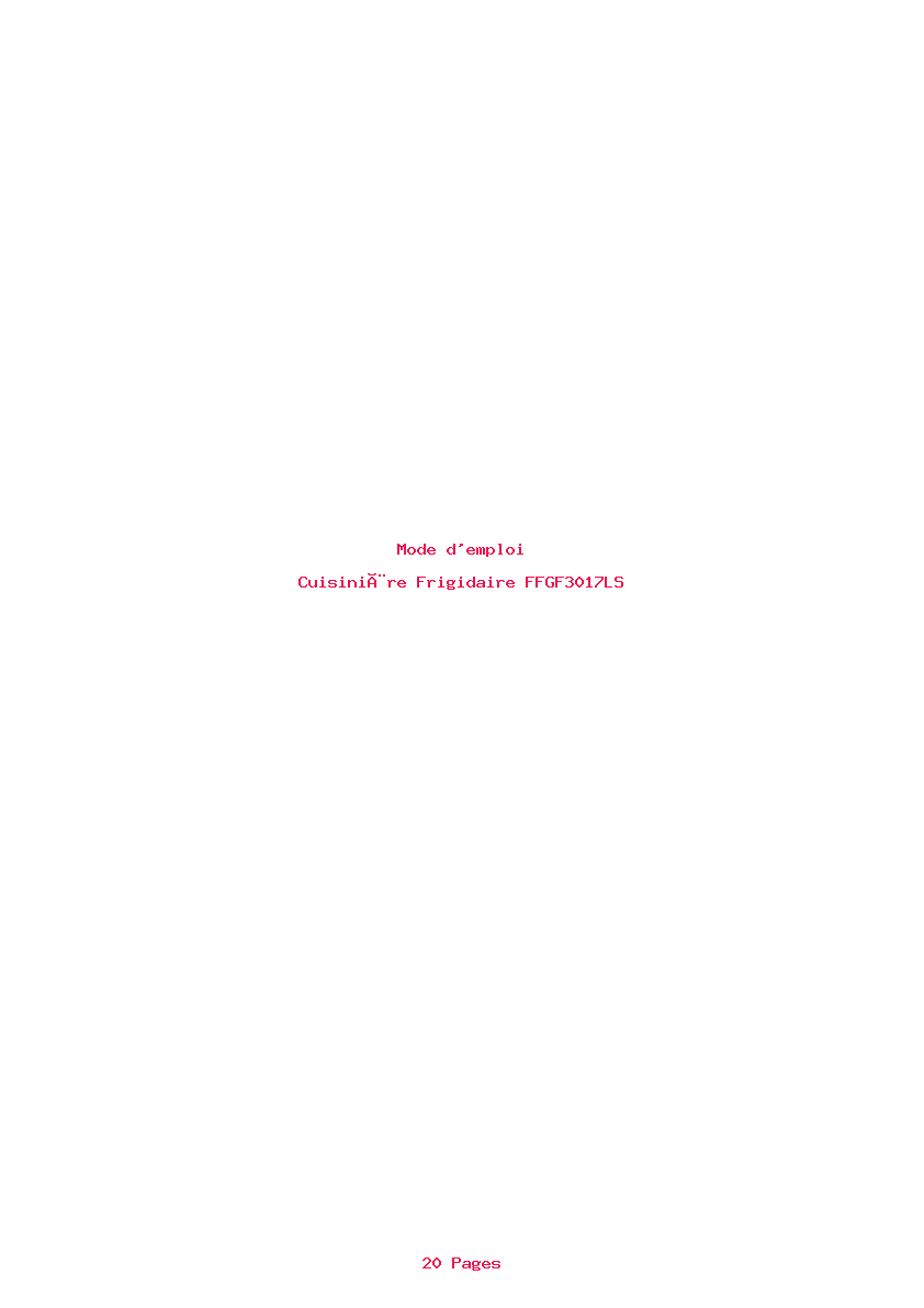 Page 1 de la notice Mode d'emploi Frigidaire FFGF3017LS