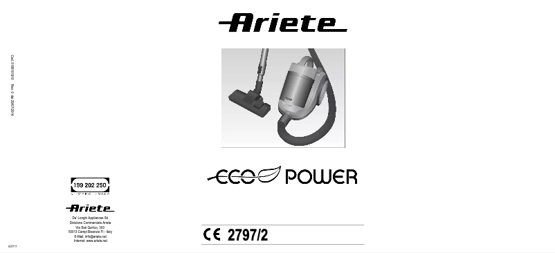 Page 1 de la notice Manuel utilisateur Ariete Greenforce 2797