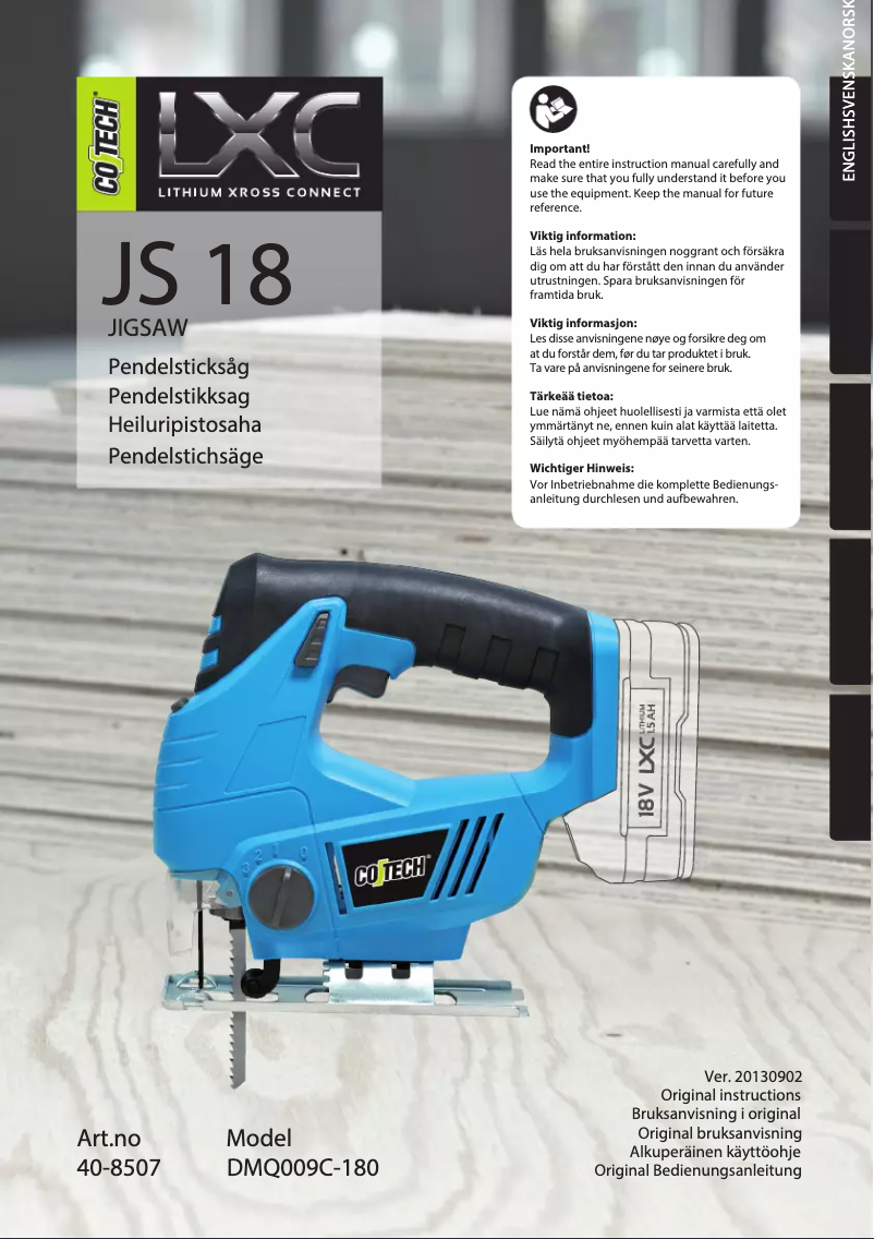 Page 1 de la notice Manuel utilisateur Cotech JS 18