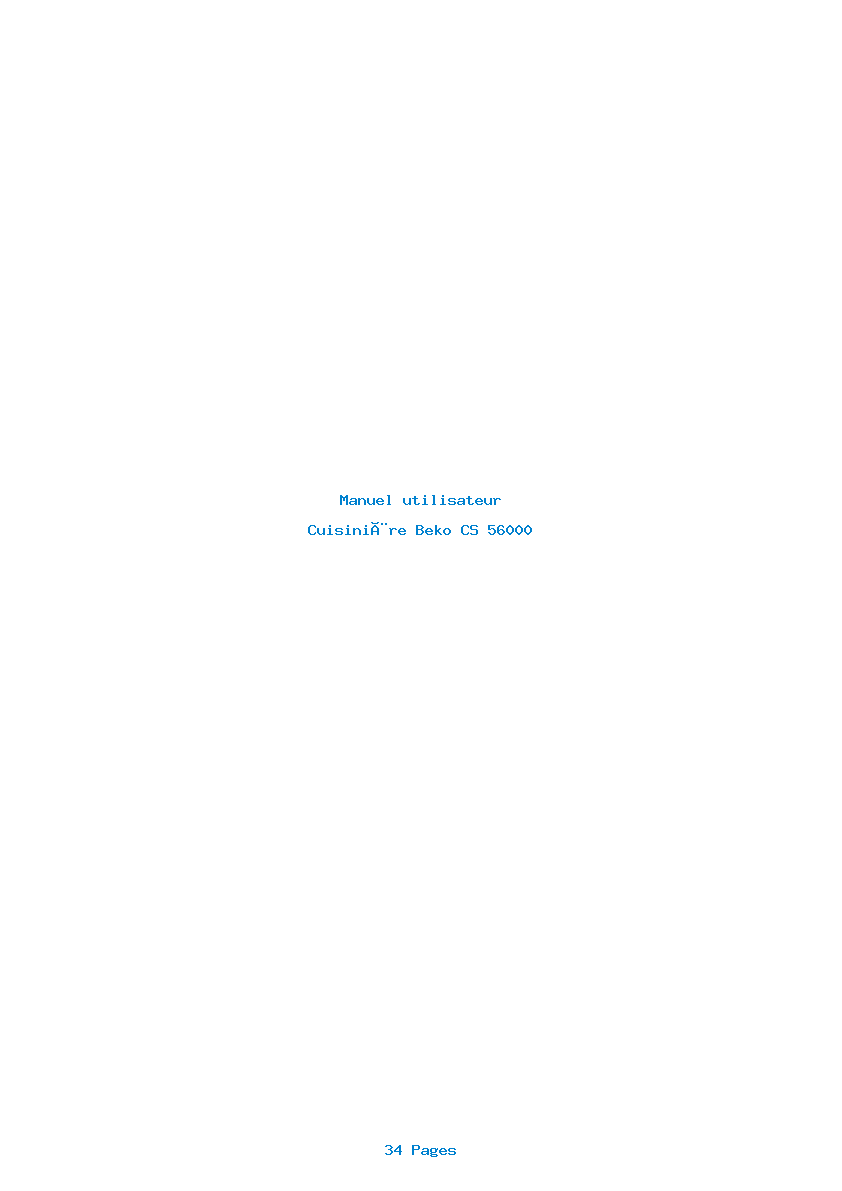 Page 1 de la notice Manuel utilisateur Beko CS 56000