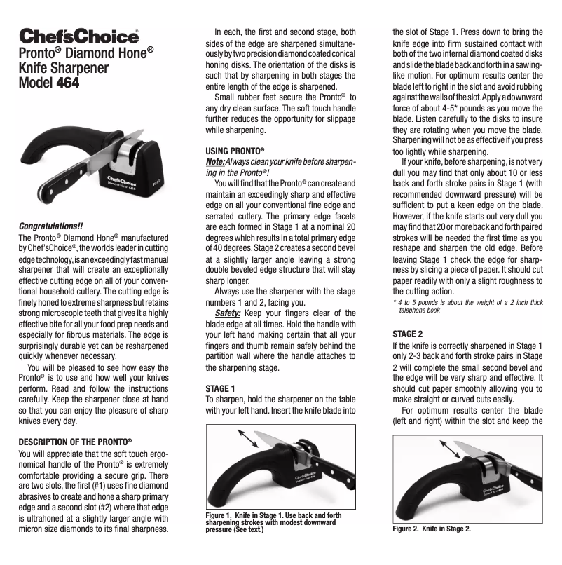 Page 1 de la notice Manuel utilisateur Chef's Choice Pronto 464