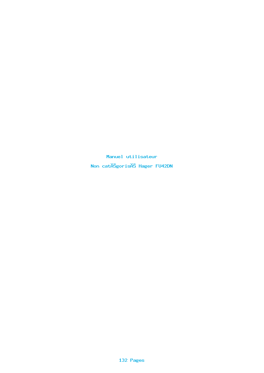 Page 1 de la notice Manuel utilisateur Hager FU42DN
