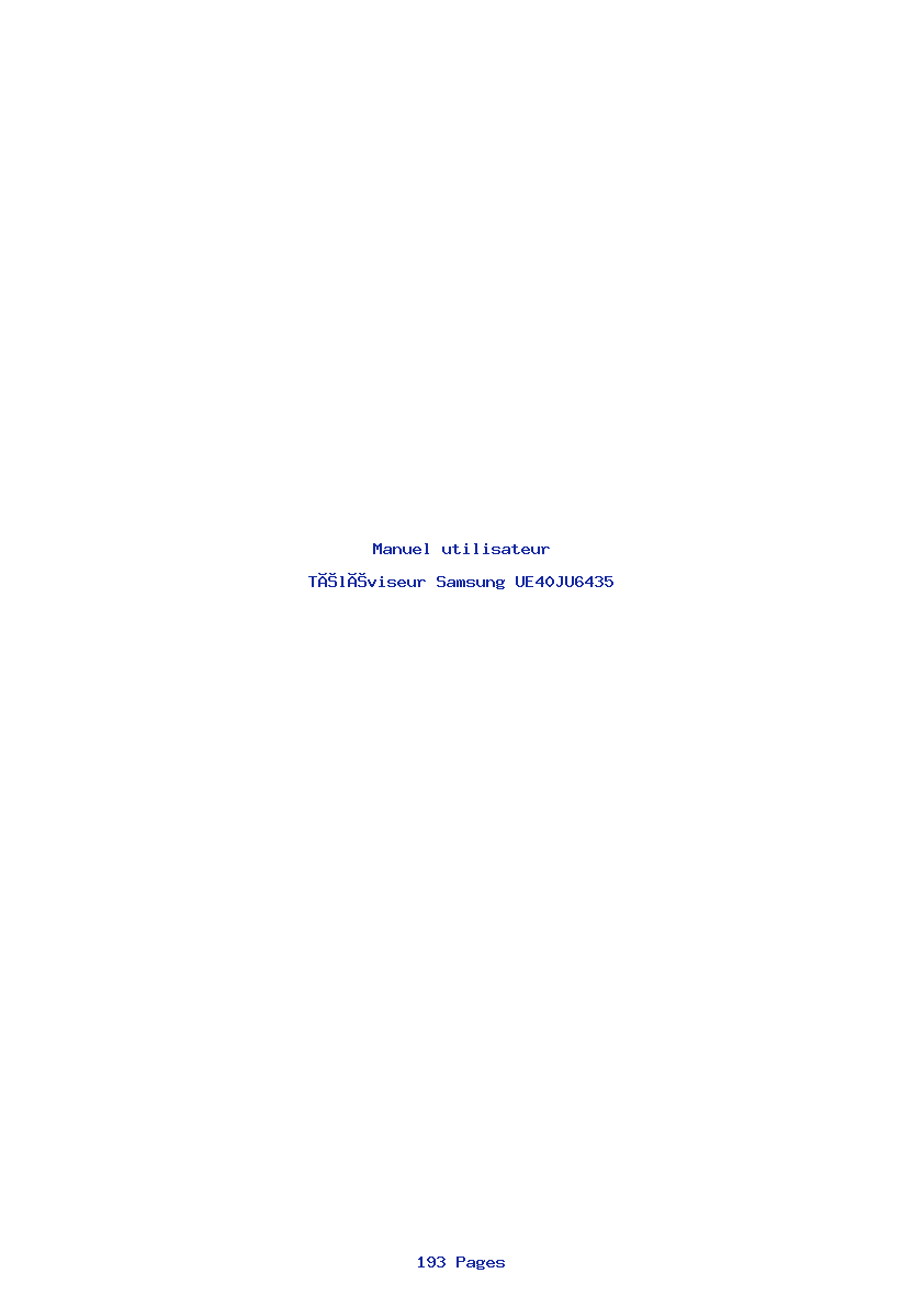 Page 1 de la notice Manuel utilisateur Samsung UE40JU6435